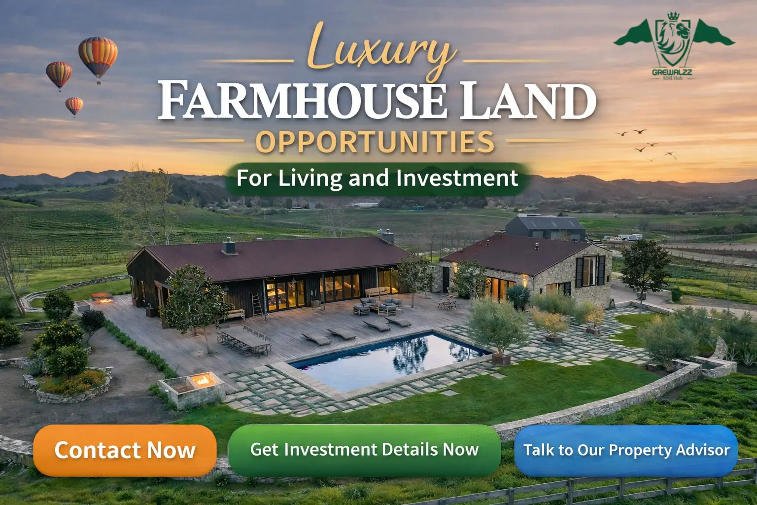 Luxury Farmhouse Land Opportunities for Living and Investment